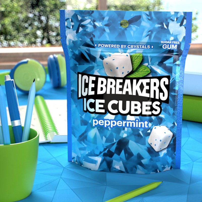 ICE BREAKERS Ice Cubes Peppermint Sugar Free Chewing Gum Pouch, 8.11 oz (100 Pieces) - Image 5